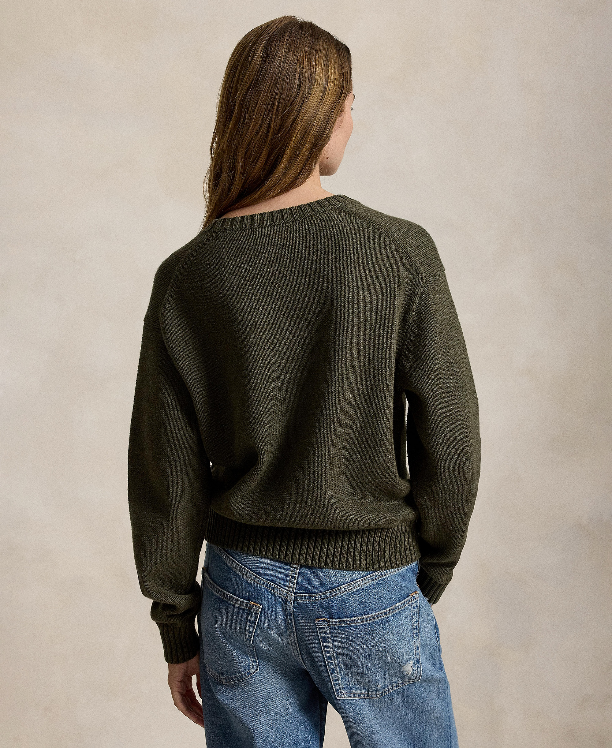 Polo Ralph Lauren Women's Cotton Crewneck Sweater - Marled Olive