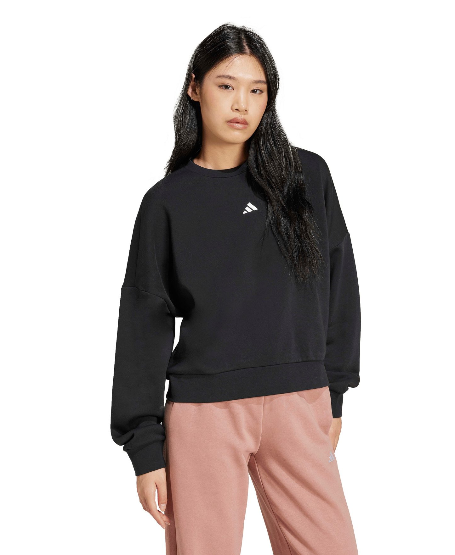 adidas Women's Essentials Crewneck Small-Logo Sweatshirt - Black/White