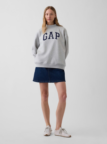 VintageSoft Oversized Mockneck Logo Sweatshirt - New heather grey