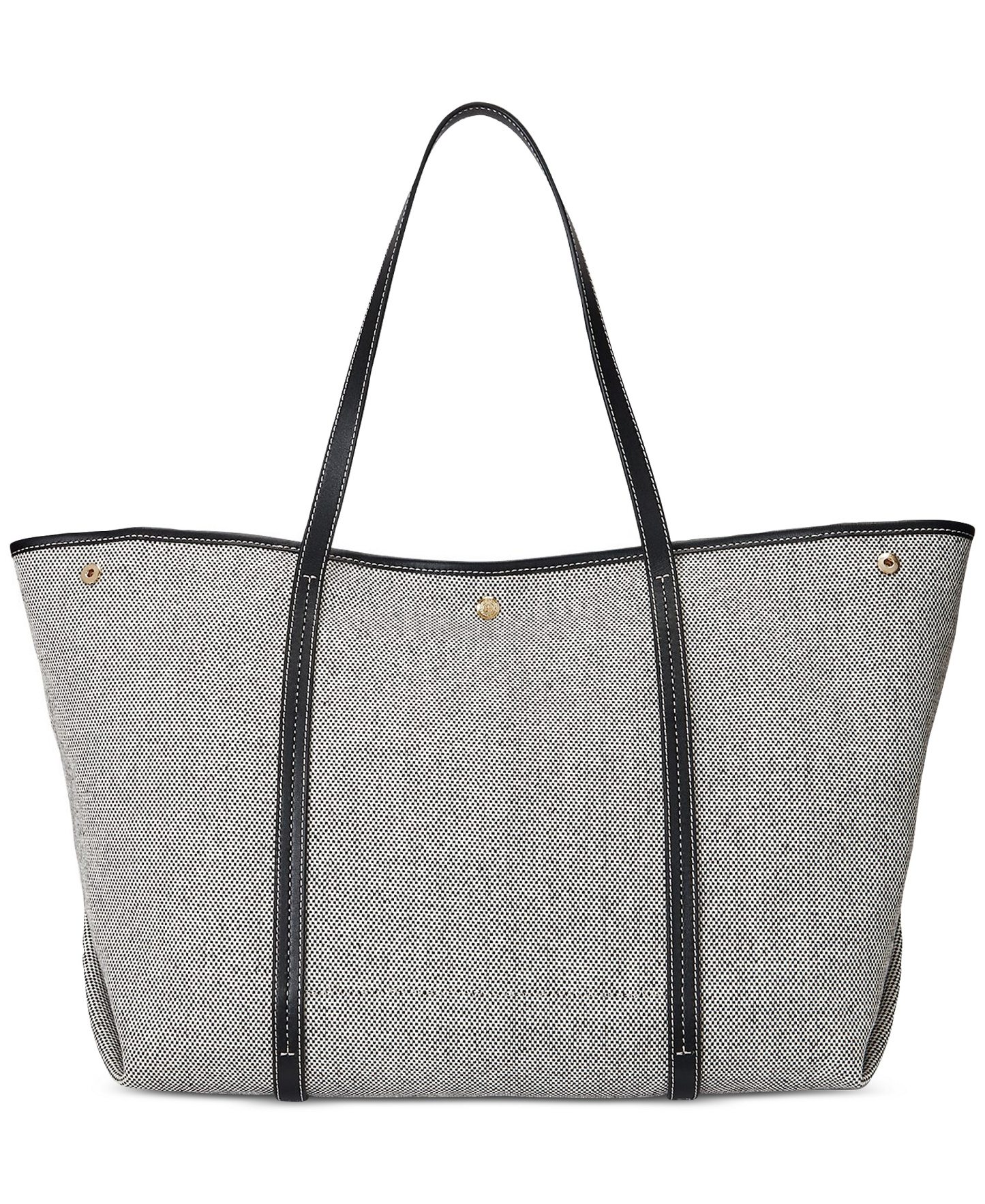 Lauren Ralph Lauren Canvas & Leather Emerie Extra Large Tote Bag - Black