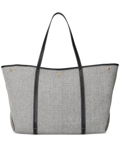 Lauren Ralph Lauren Canvas & Leather Emerie Extra Large Tote Bag - Black