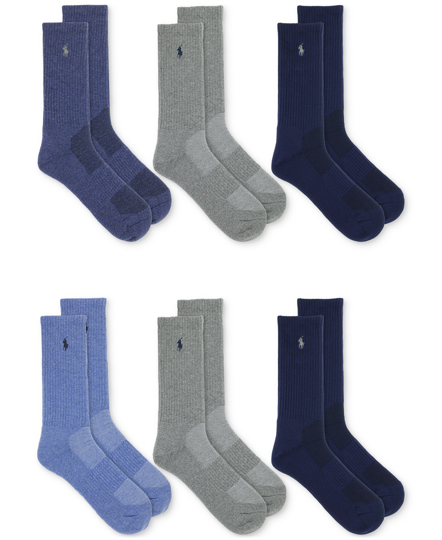 Polo Ralph Lauren Men's 6-Pk. Performance Sport Crew Socks - Denim
