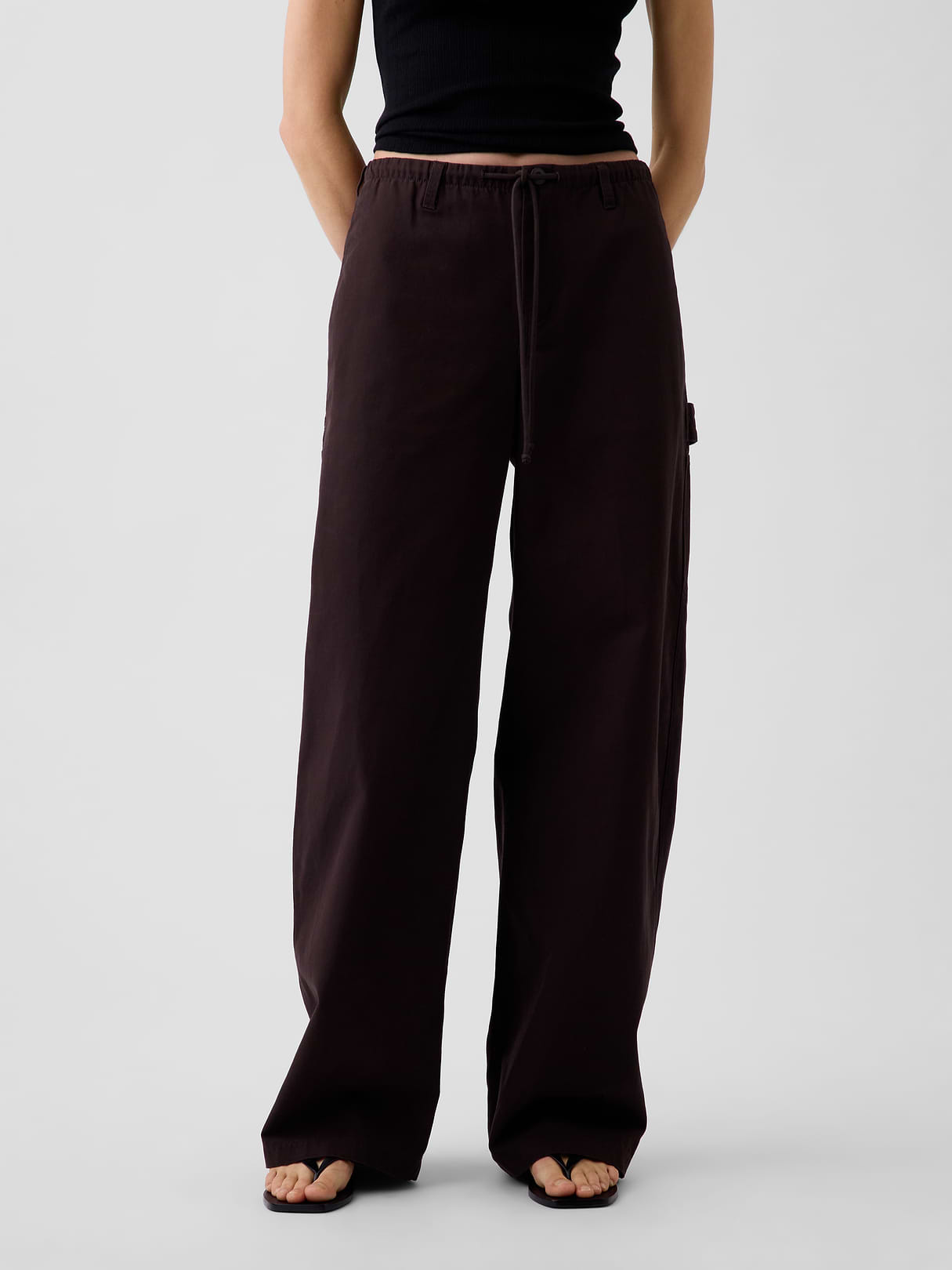 Canvas Easy Baggy Barrel Cargo Pants - Terra brown