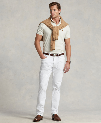 Polo Ralph Lauren Men’s Slim-Fit Soft Cotton Polo Shirt - Cream Heather
