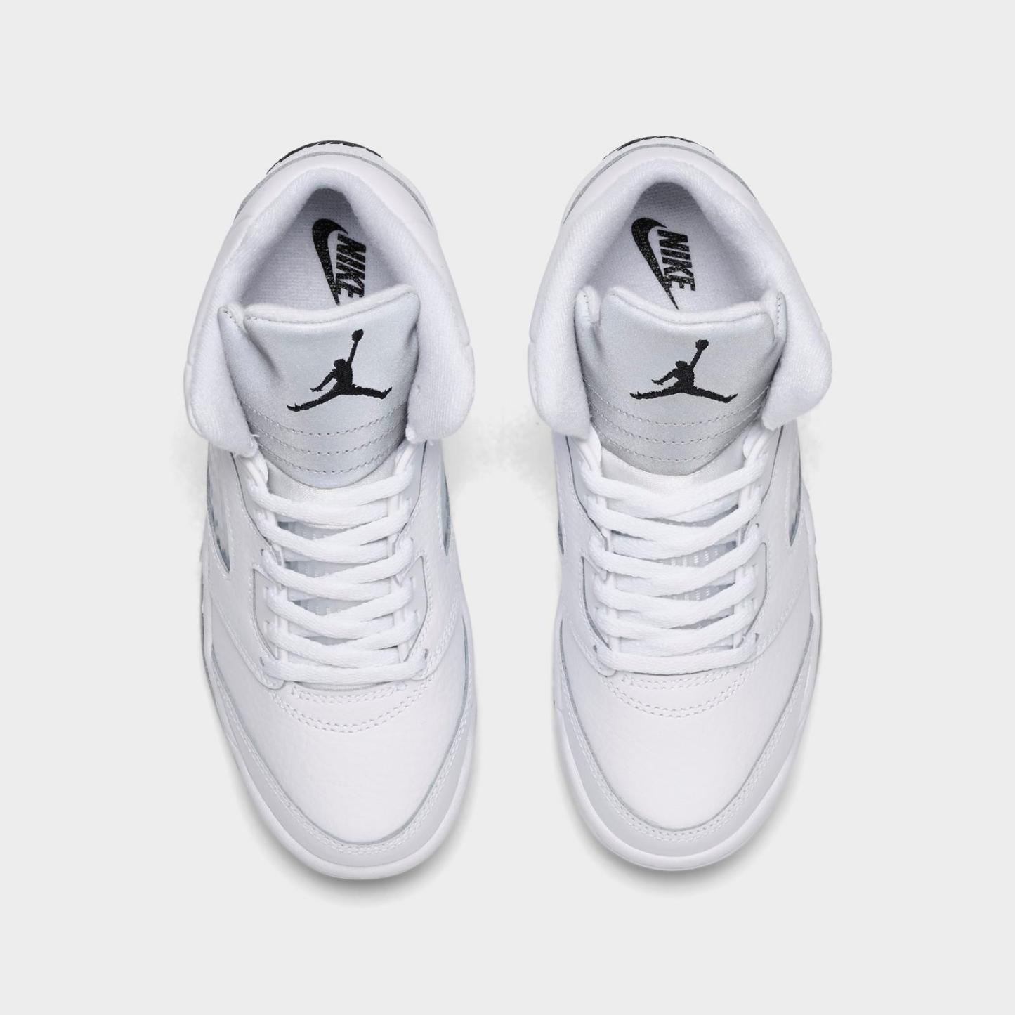 Little Kids' Air Jordan Retro 5 Basketball Shoes - White/Metallic Silver/Black - view 5