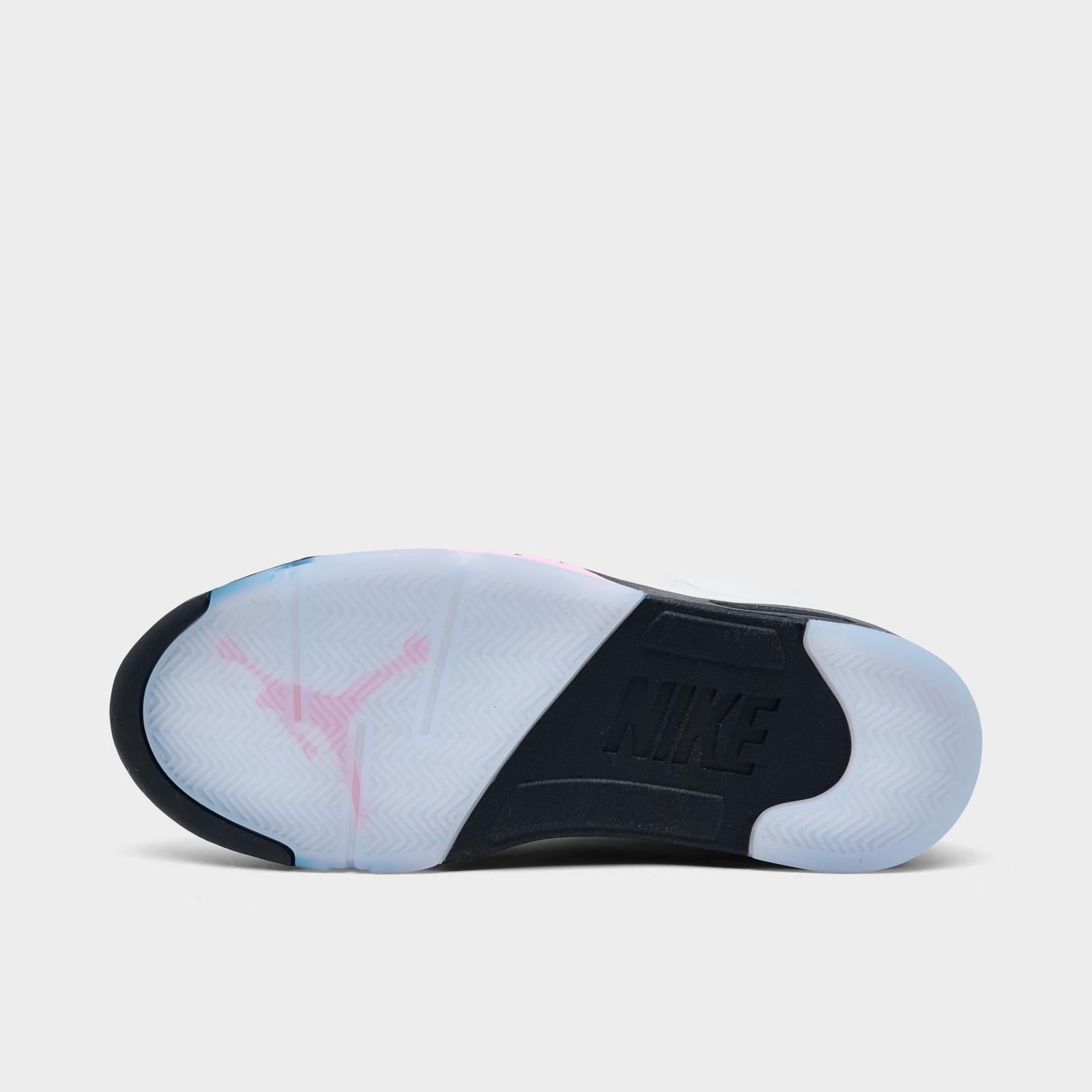 Men's Air Jordan Retro 5 Basketball Shoes - White/Medium Soft Pink/Black - view 6