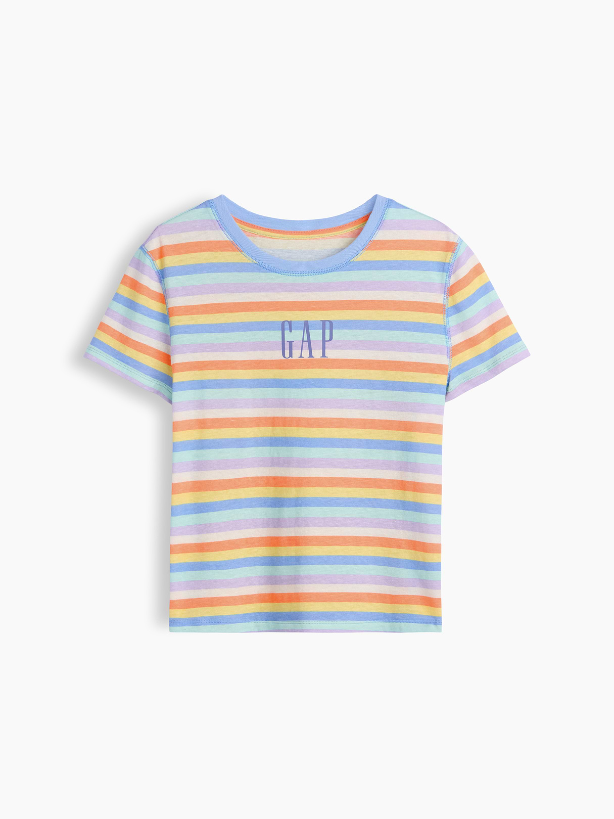 100% Cotton Authentic Shrunken T-Shirt - Multi color stripe