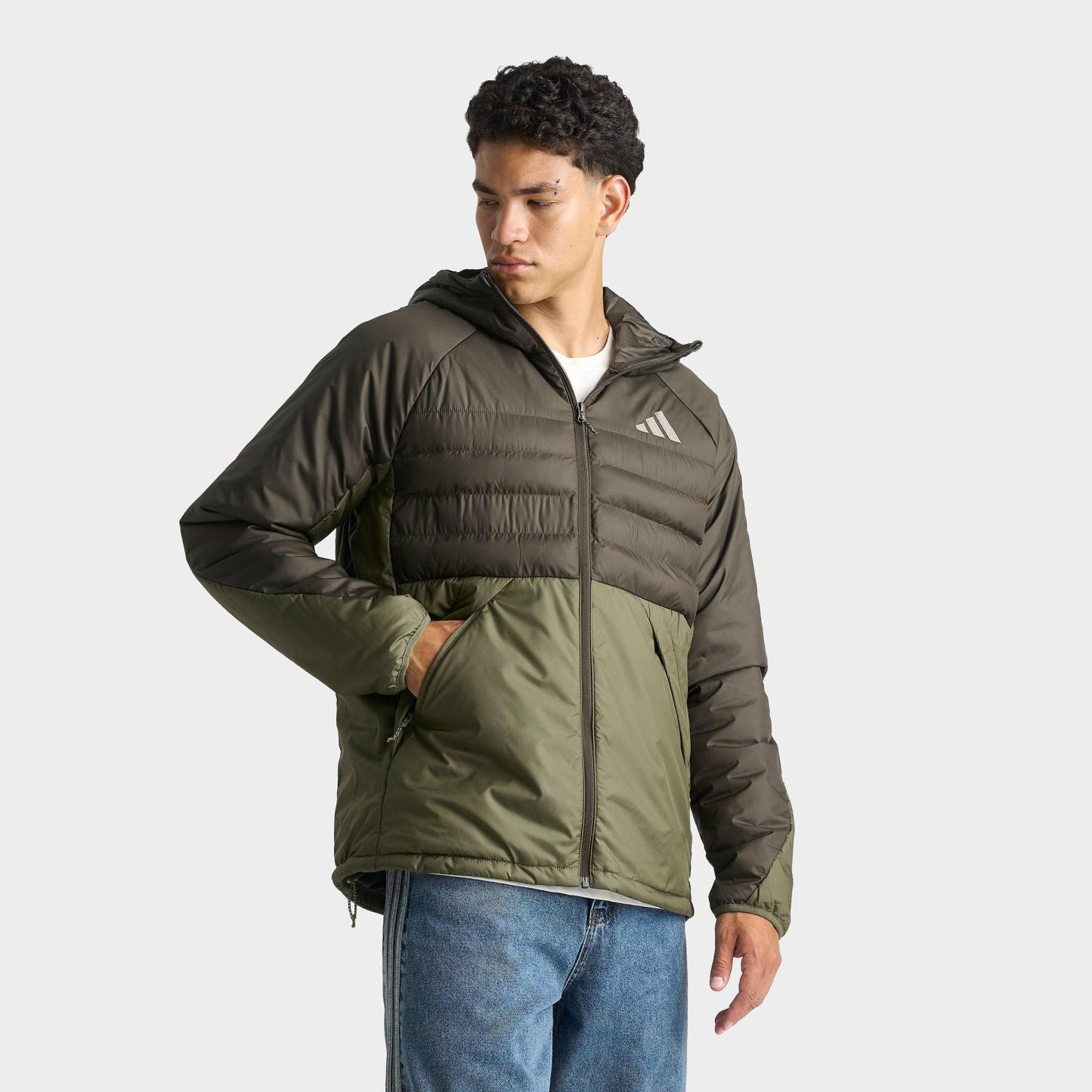 Men's adidas TERREX Multi CLIMAWARM Insulated Hooded Jacket - Shadow Olive/Olive Strata