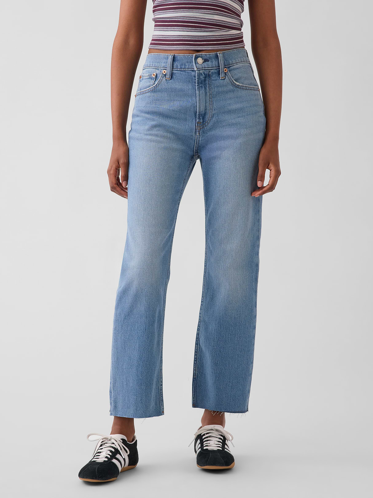 High Rise ’90s Slim Straight Crop Jeans - Medium indigo