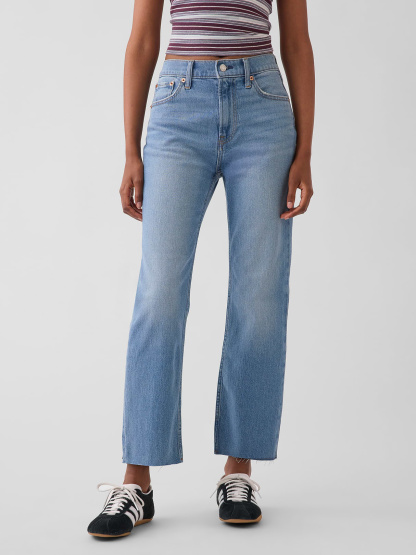 High Rise ’90s Slim Straight Crop Jeans - Medium indigo