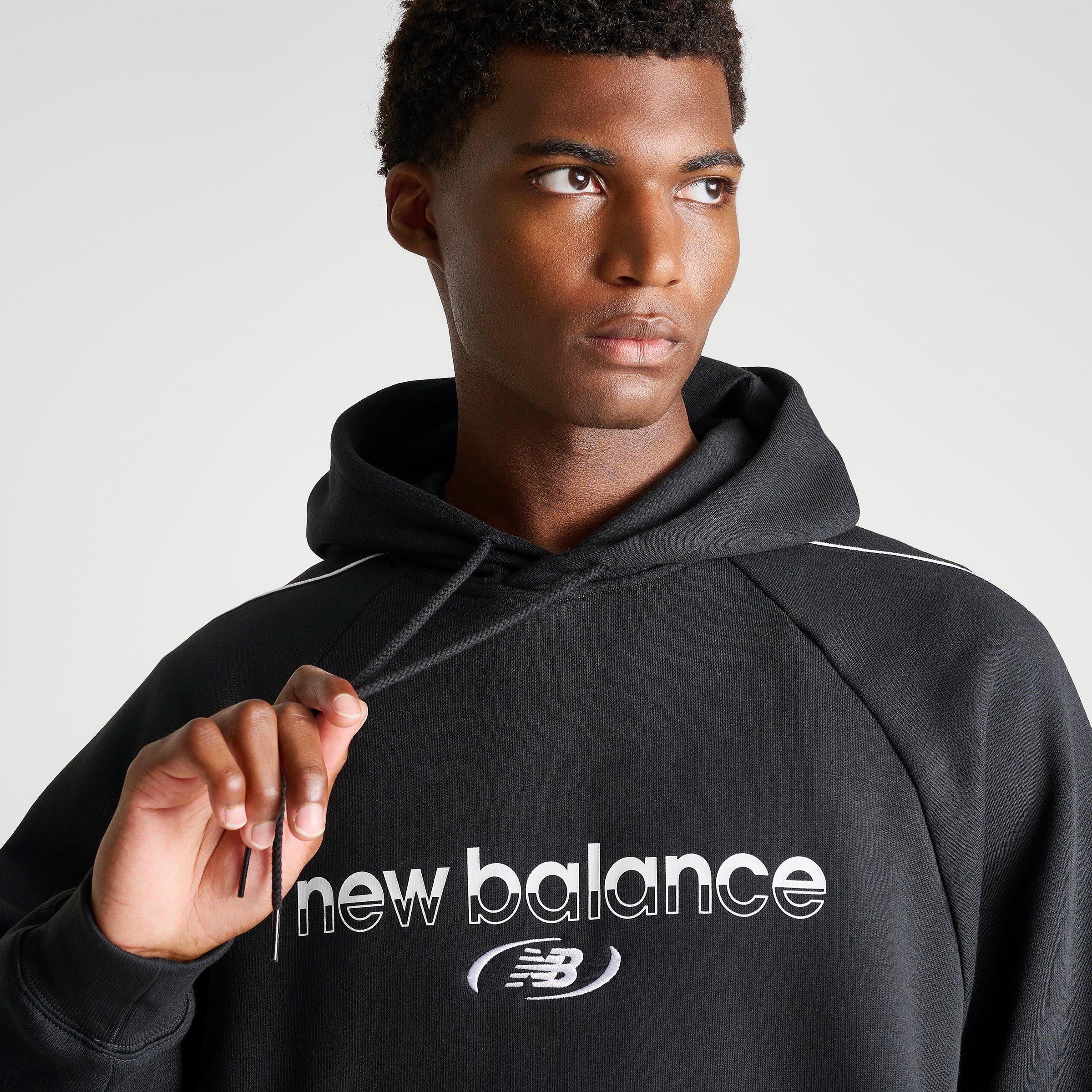 Men's New Balance Trackside Fleece Pullover Hoodie - Black/White - view 5