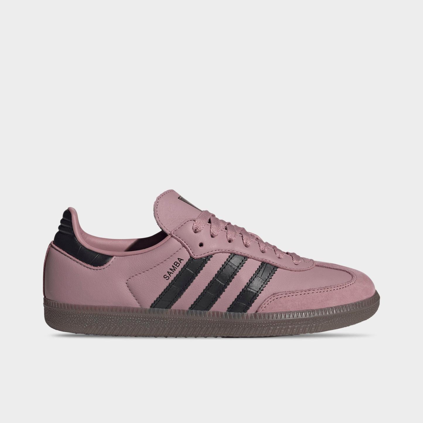 Women's adidas Originals Samba OG Casual Shoes - Part 2 - Magic Mauve/Core Black/Gum - Left shoe facing left. Outside of the shoe.