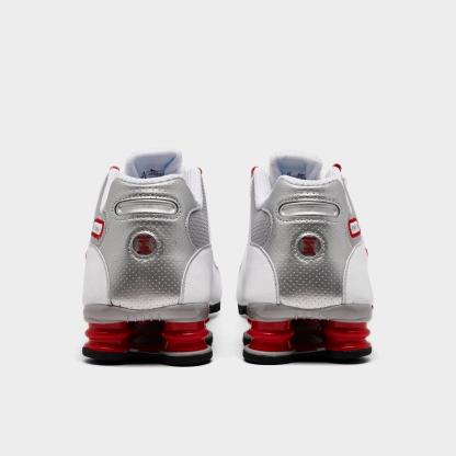 Men's Nike Shox NZ Casual Shoes - White/Sport Red/Cool Grey/Metallic Silver
