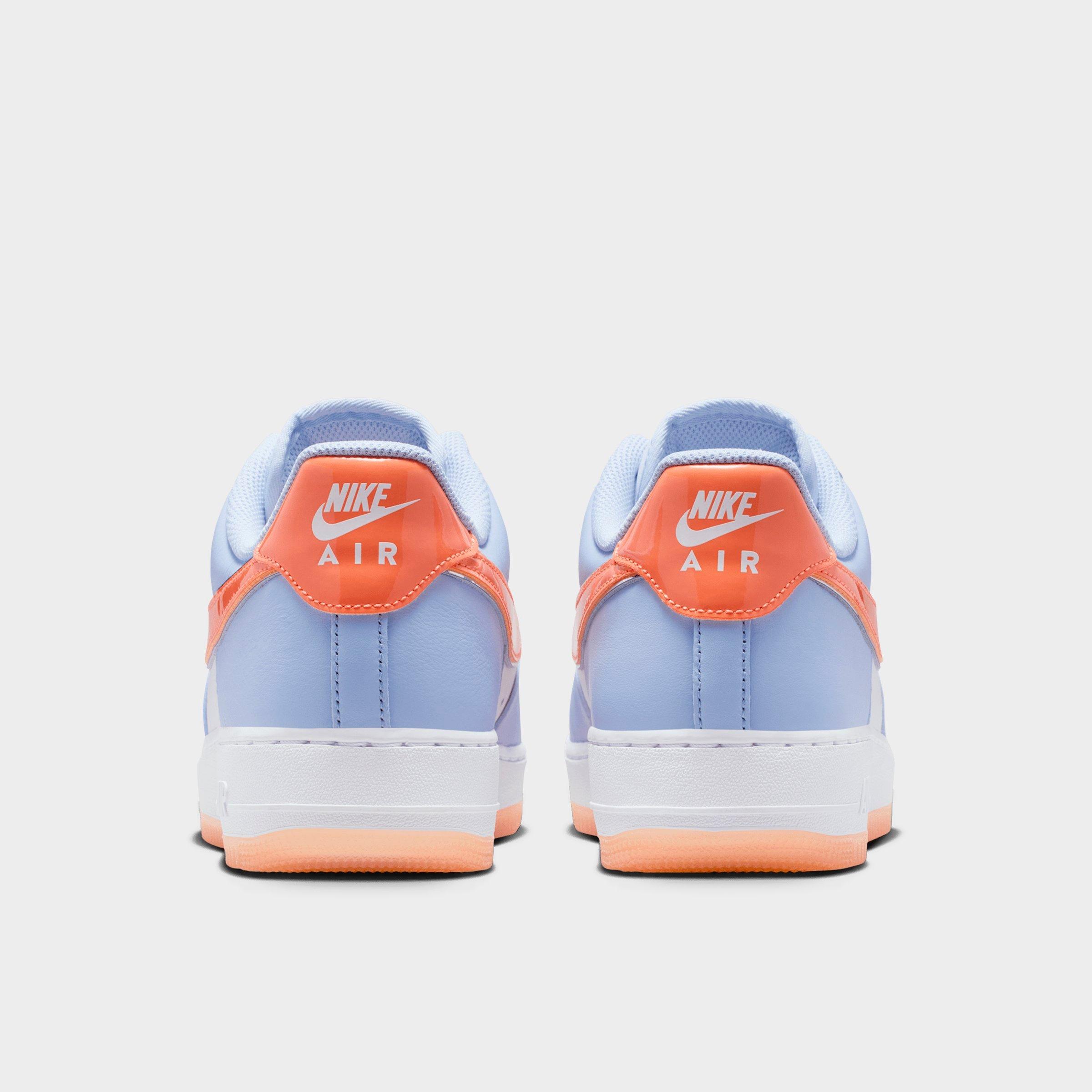 Men's Nithtke Air Force 1 '07 Casual Shoes - Part 1 - Hydrogen Blue/White/Orange Frost/Metallic Silver - Back view