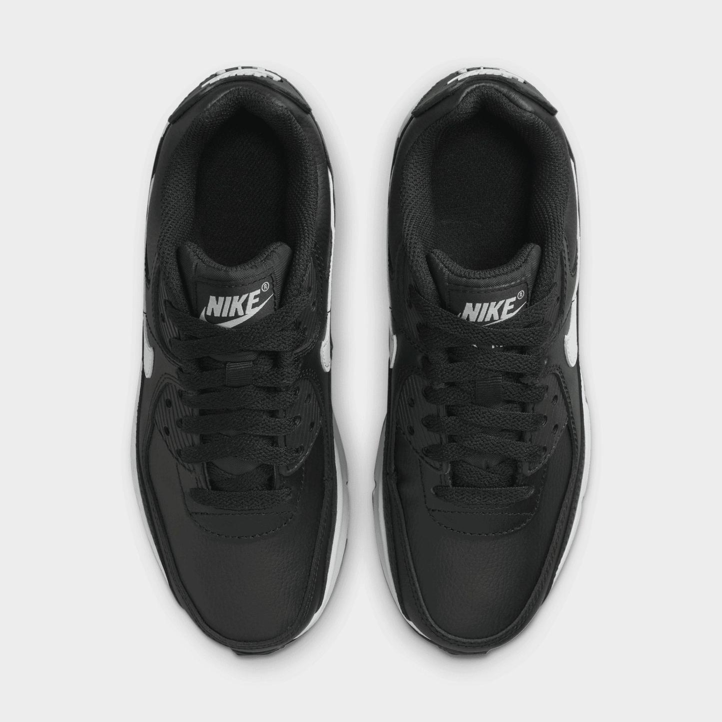 Big Kids' Nithtke Air Max 90 Casual Shoes - Black/Black/White - Top view