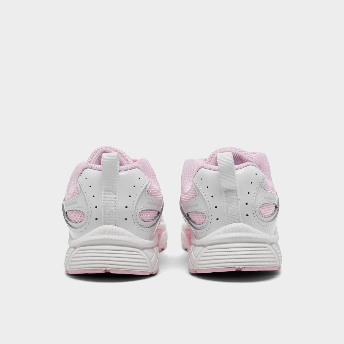 Little Kids' Nithtke V5 RNR Stretch Lace Casual Shoes - Summit White/Pink Foam/Playful Pink/Light Crimson - Back view