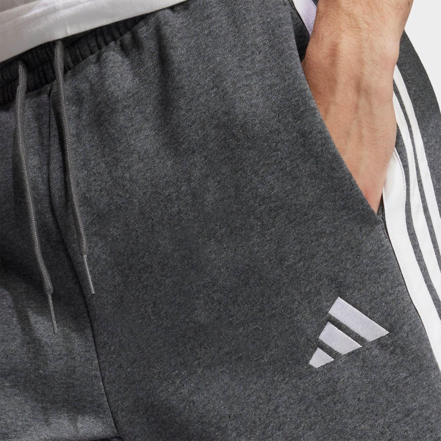 Men's adidas Essentials 3-Stripes Fleece Shorts - Medium Grey Heather/Black