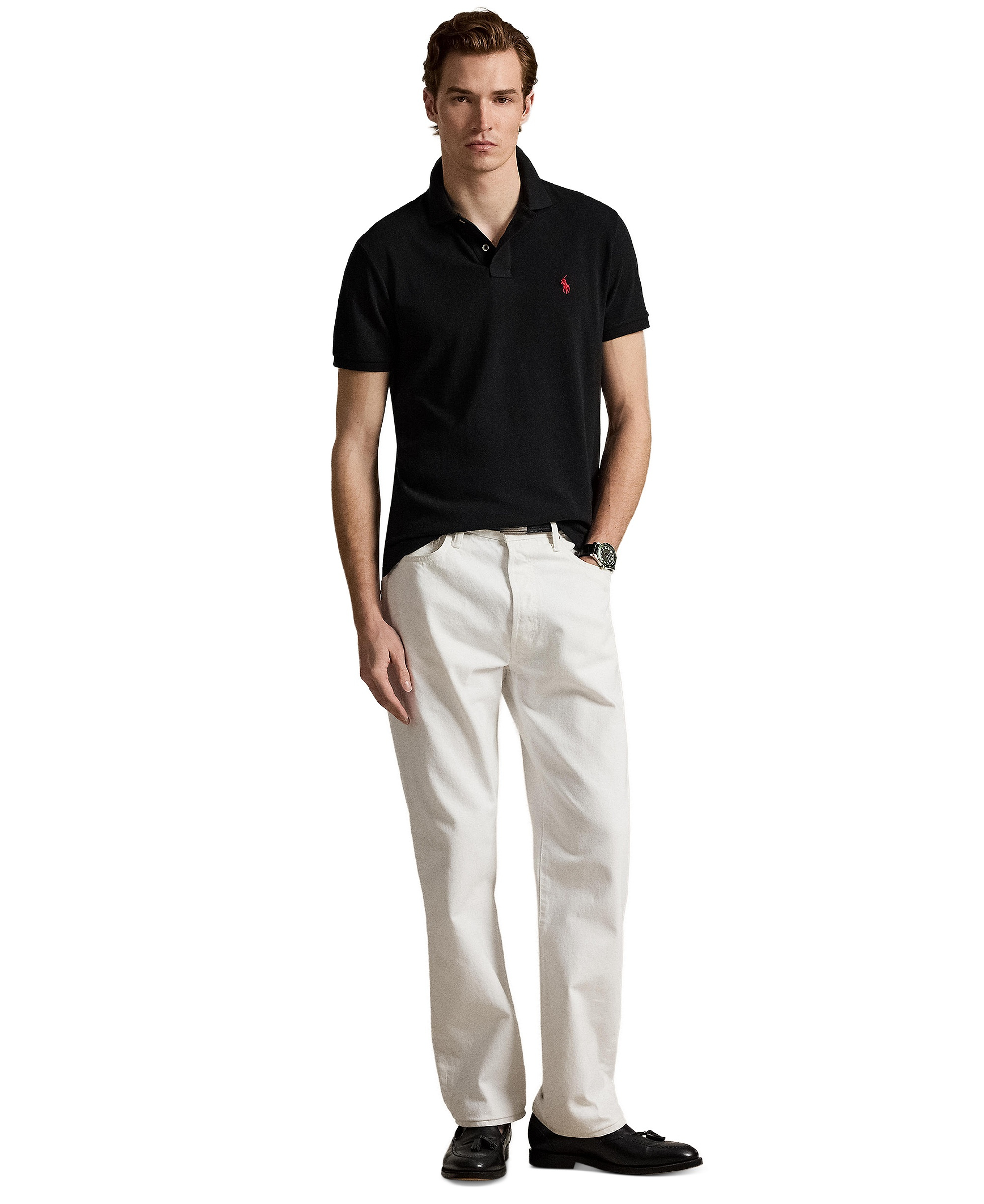 Polo Ralph Lauren Men's Custom Slim-Fit Mesh Polo Shirt - Polo Black