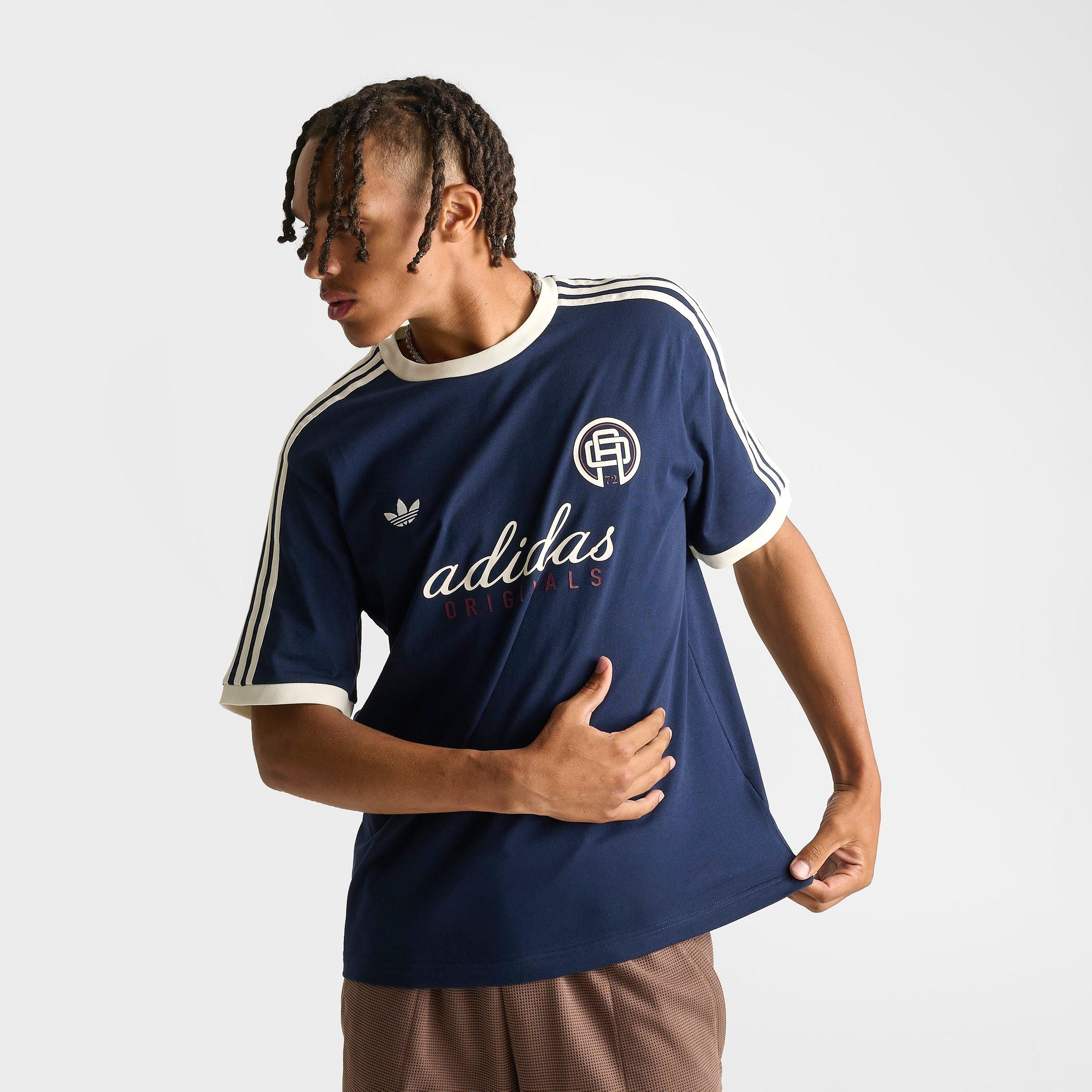 Men's adidas Originals Cali Script T-Shirt - Collegiate Navy/Off White