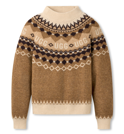 UGG Women's Braylee Uggisle Crewneck Sweater - Coffee Grounds Heather