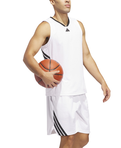 adidas Men's Three Stripes Legends Basketball Shorts - White/Black