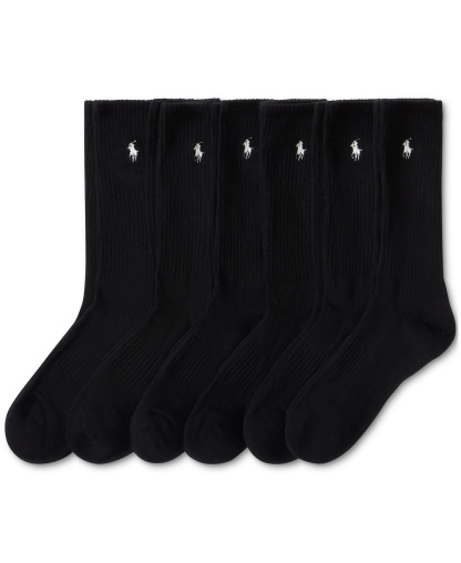 Polo Ralph Lauren Men's 6-Pk. Performance Sport Crew Socks - Black