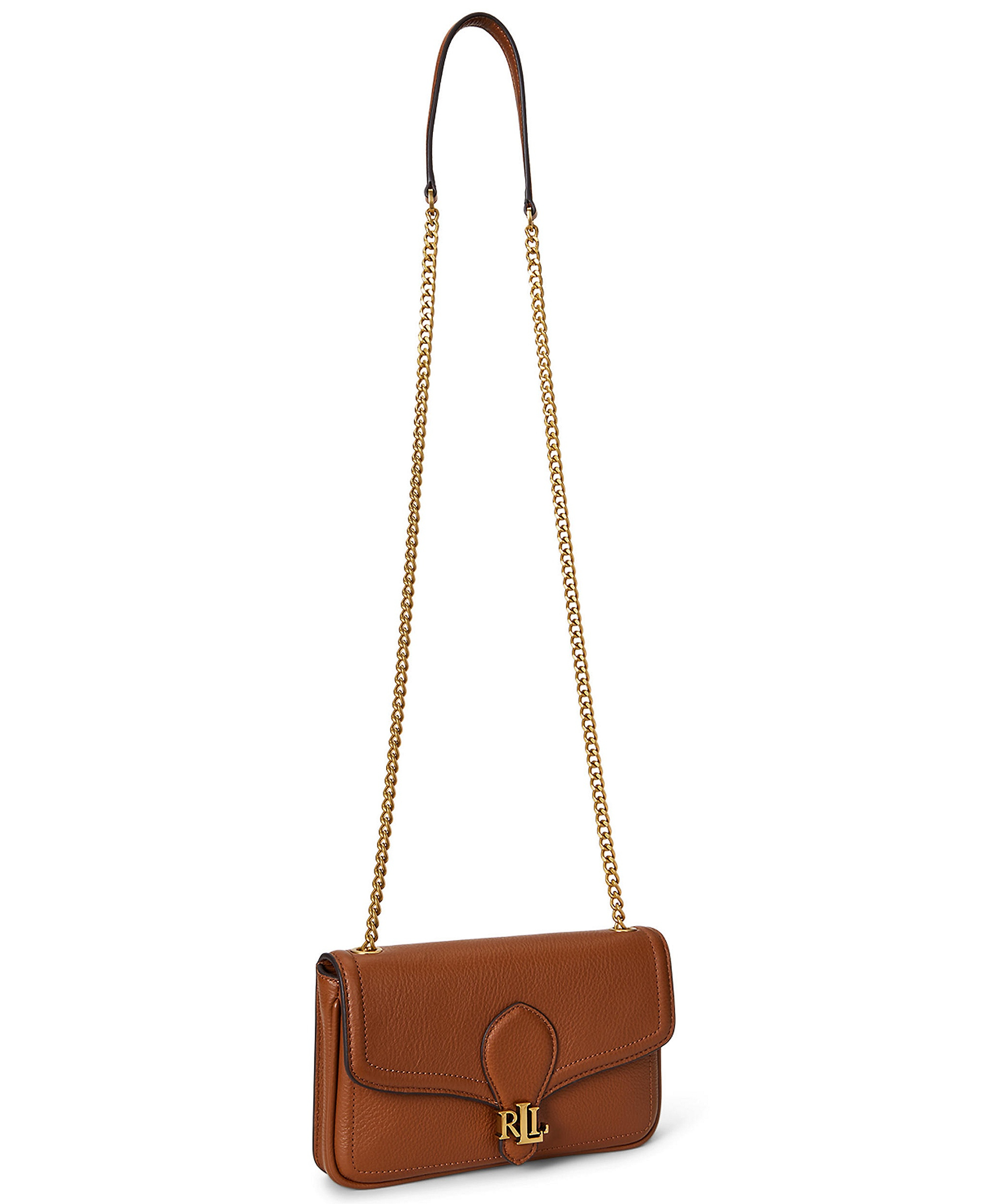 Lauren Ralph Lauren Bradley Small Pebbled Leather Crossbody Wallet - Lauren Tan