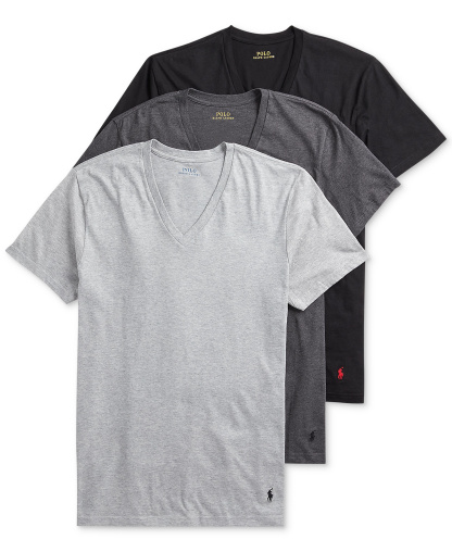 Polo Ralph Lauren Men's 3-Pack V-Neck Classic Undershirts - Andover / Madison / Black