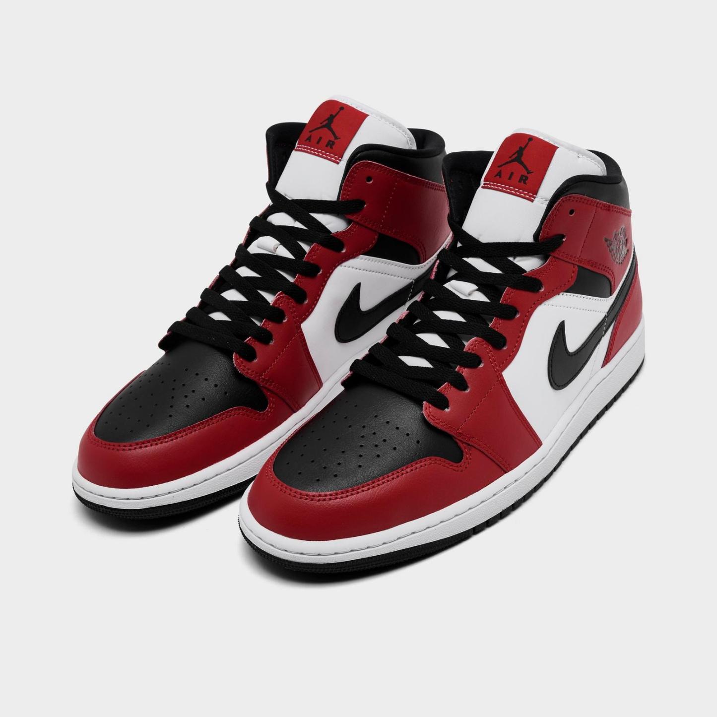 Men's Air Jordan Retro 1 Mid Casual Shoes - Black/Gym Red/White - view 2