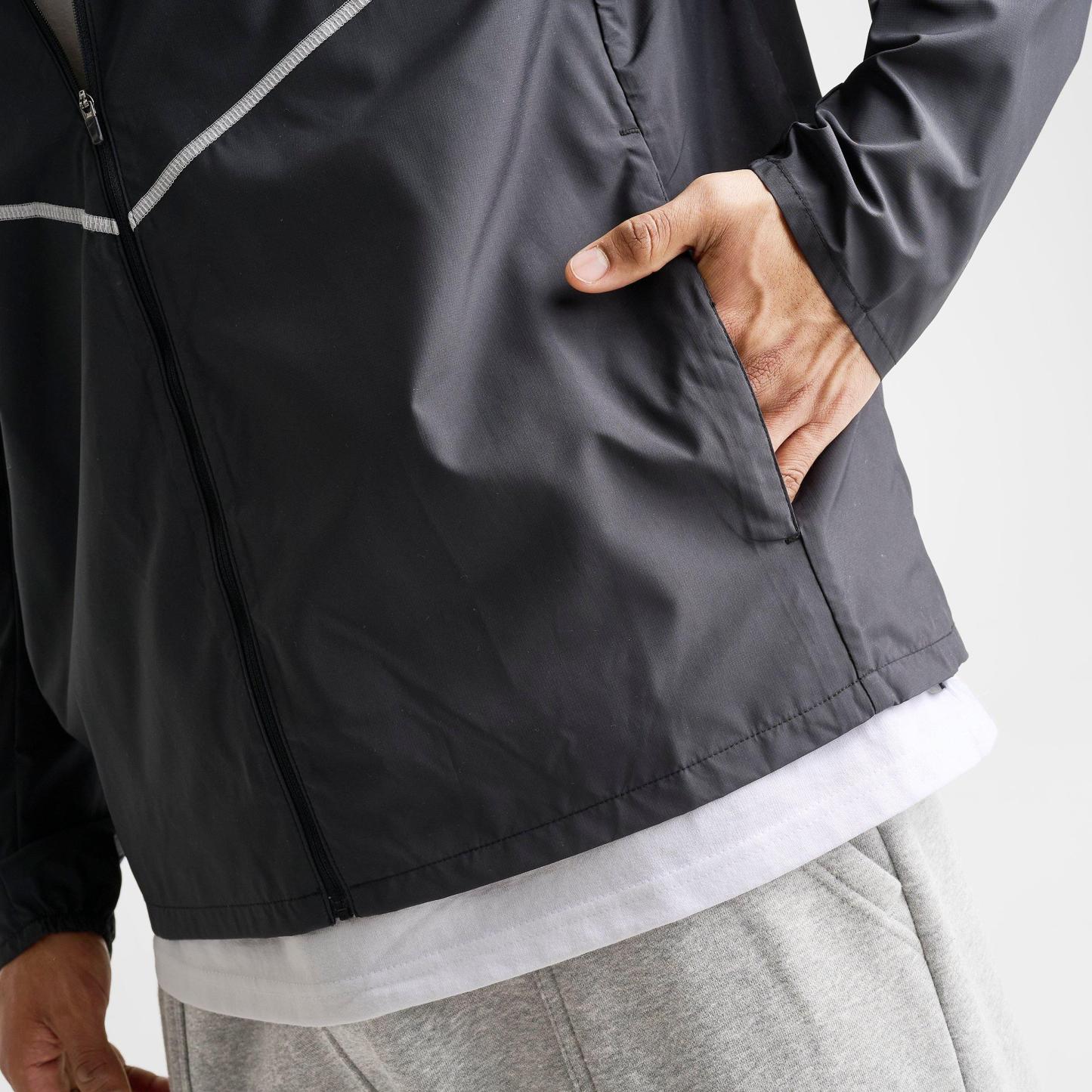 Men's Nithtke Miler Repel UV Protection Full-Zip Running Jacket - Black/Black/Reflective Silver