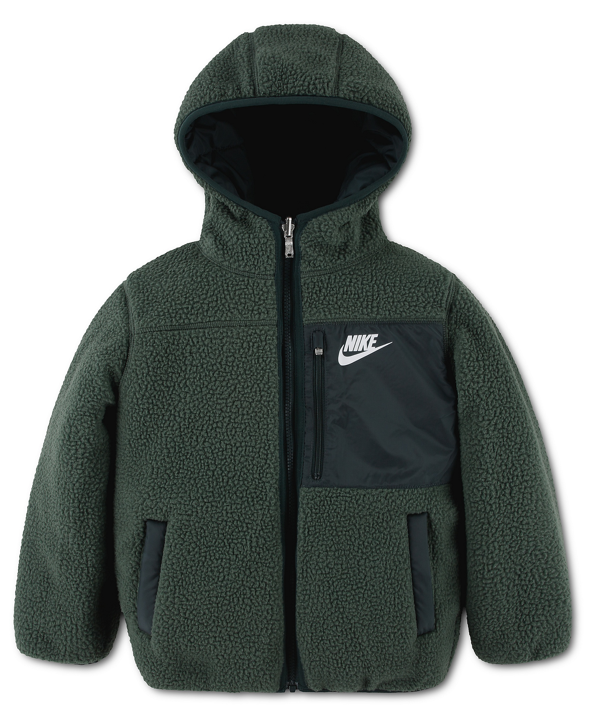 Nike Boys' 4-7 Reversible Faux-Sherpa Hooded Jacket - Camo Green