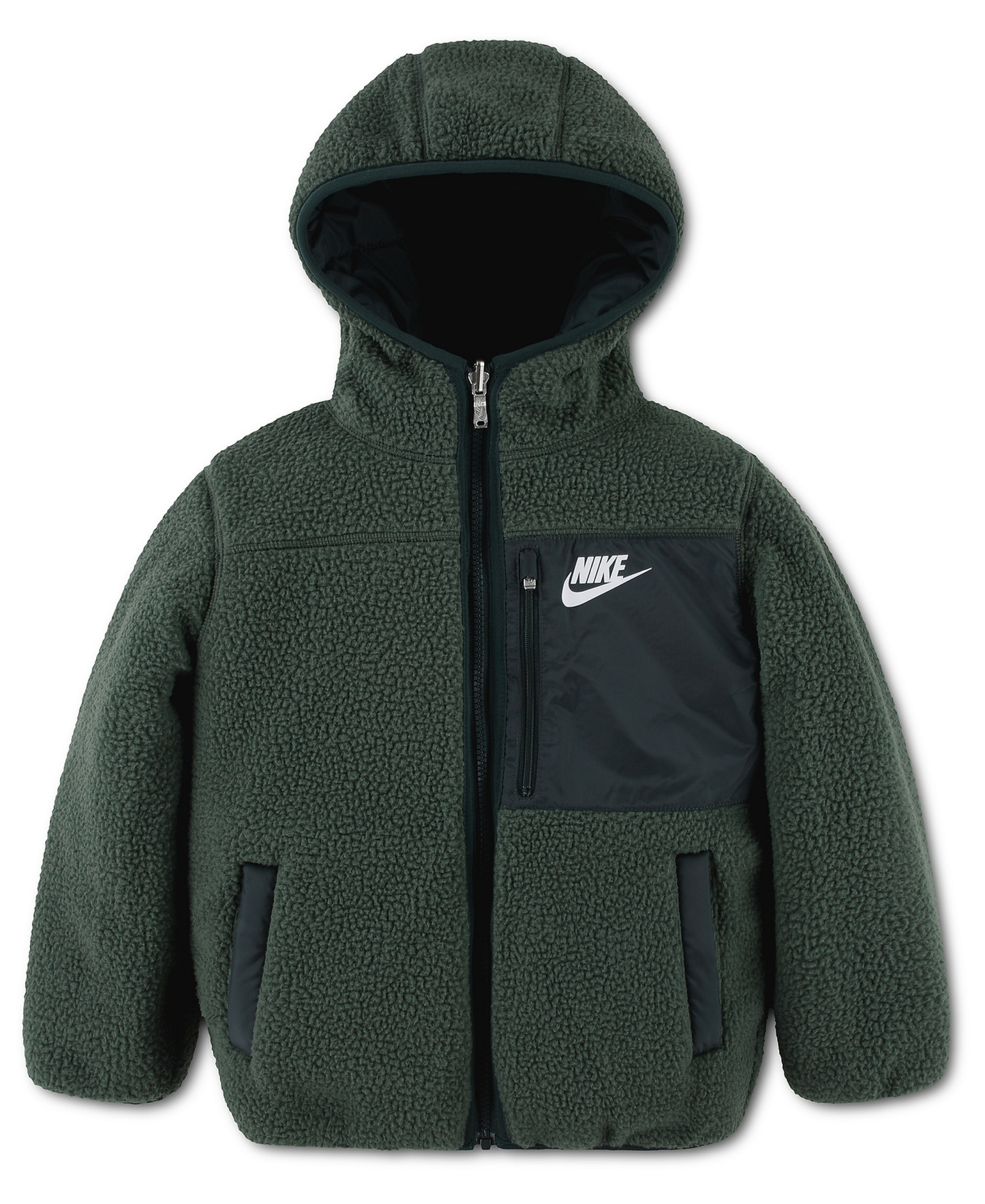 Nike Boys' 4-7 Reversible Faux-Sherpa Hooded Jacket - Camo Green