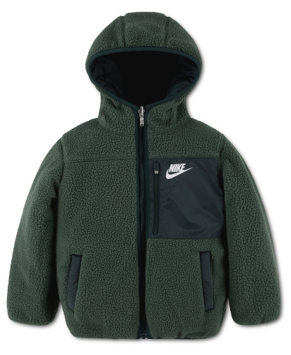Nike Boys' 4-7 Reversible Faux-Sherpa Hooded Jacket - Camo Green