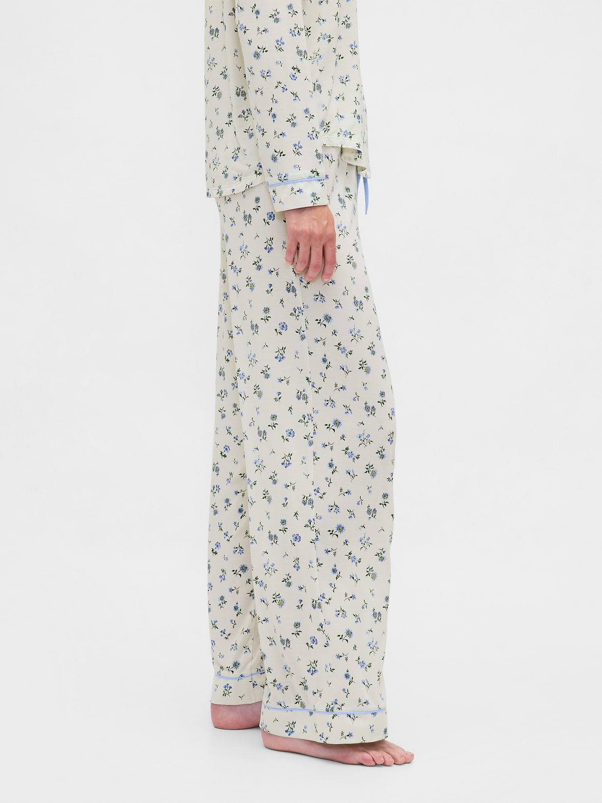 SoftMade Modal PJ Pants - White & blue floral print