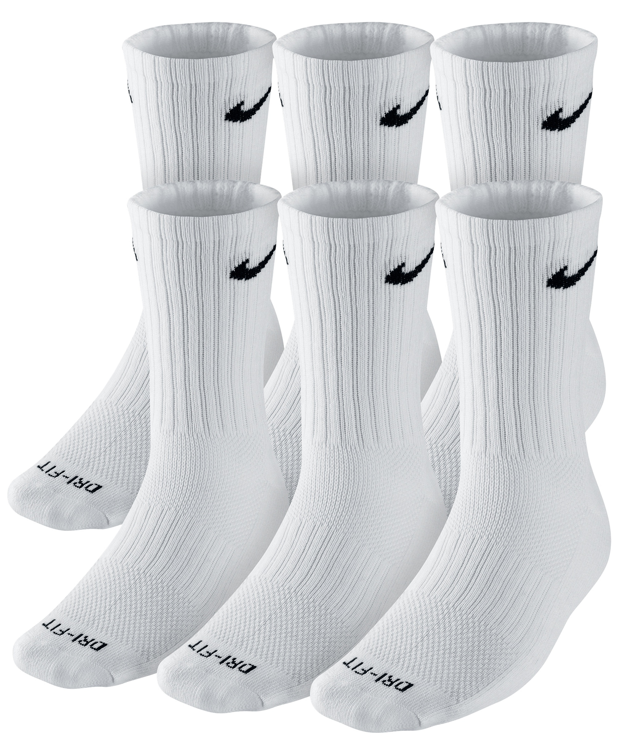 Nike Unisex Everyday Plus Cushioned Training Crew Socks, 6-Pack - White
