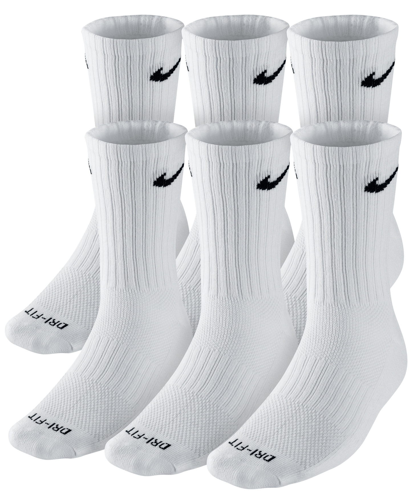 Nike Unisex Everyday Plus Cushioned Training Crew Socks, 6-Pack - White