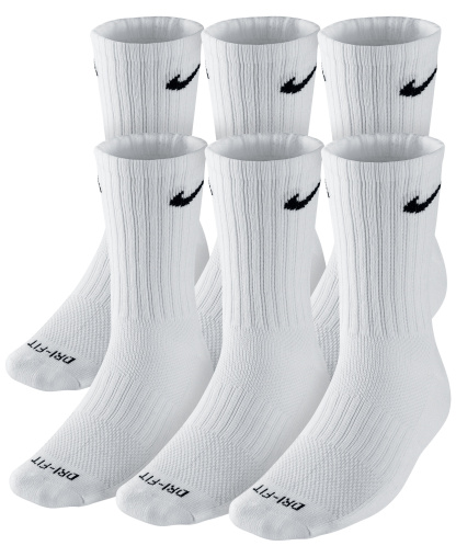 Nike Unisex Everyday Plus Cushioned Training Crew Socks, 6-Pack - White