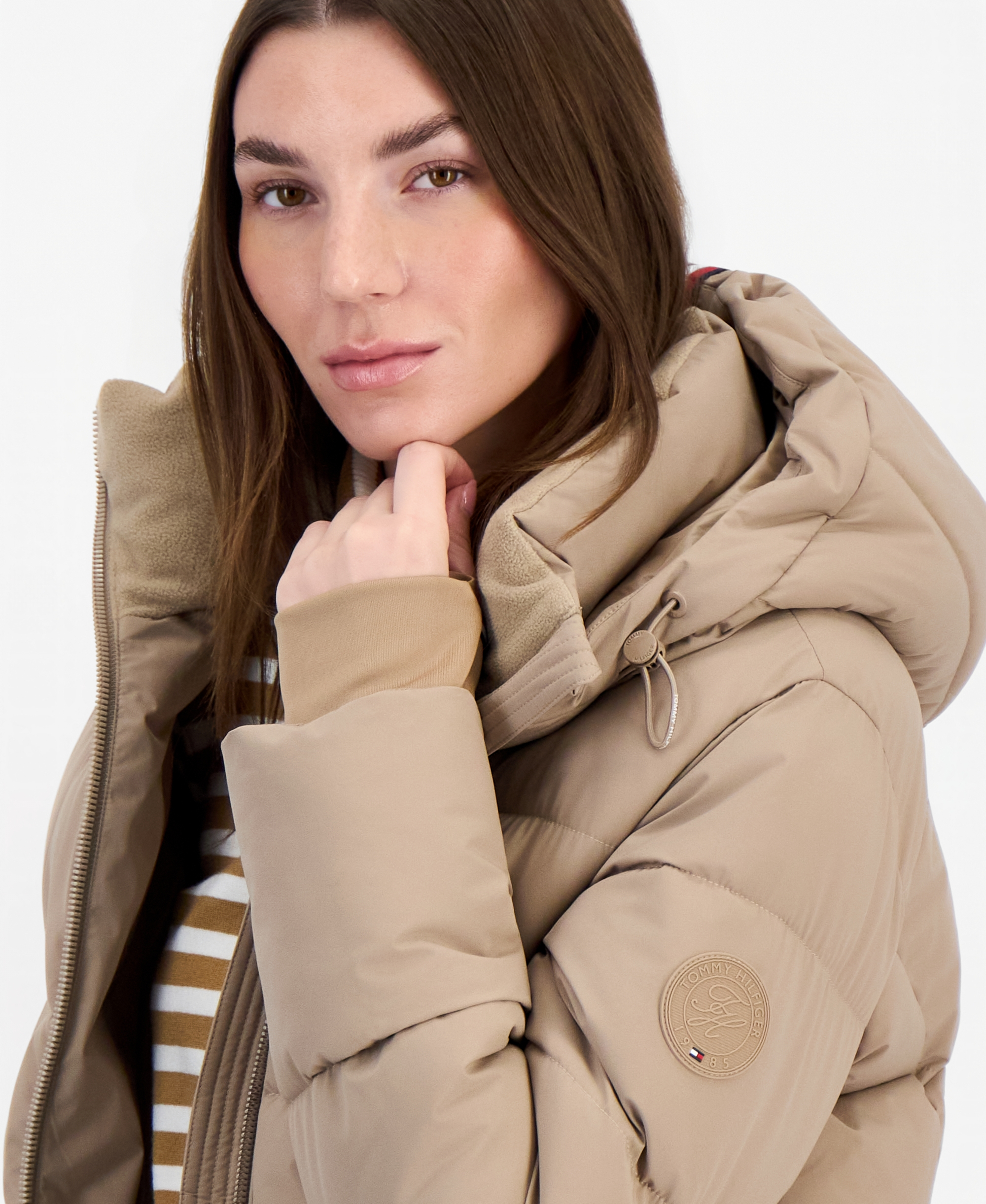 Tommy Hilfiger Women's Short Hooded Puffer Jacket, Created for Macy's - Latte