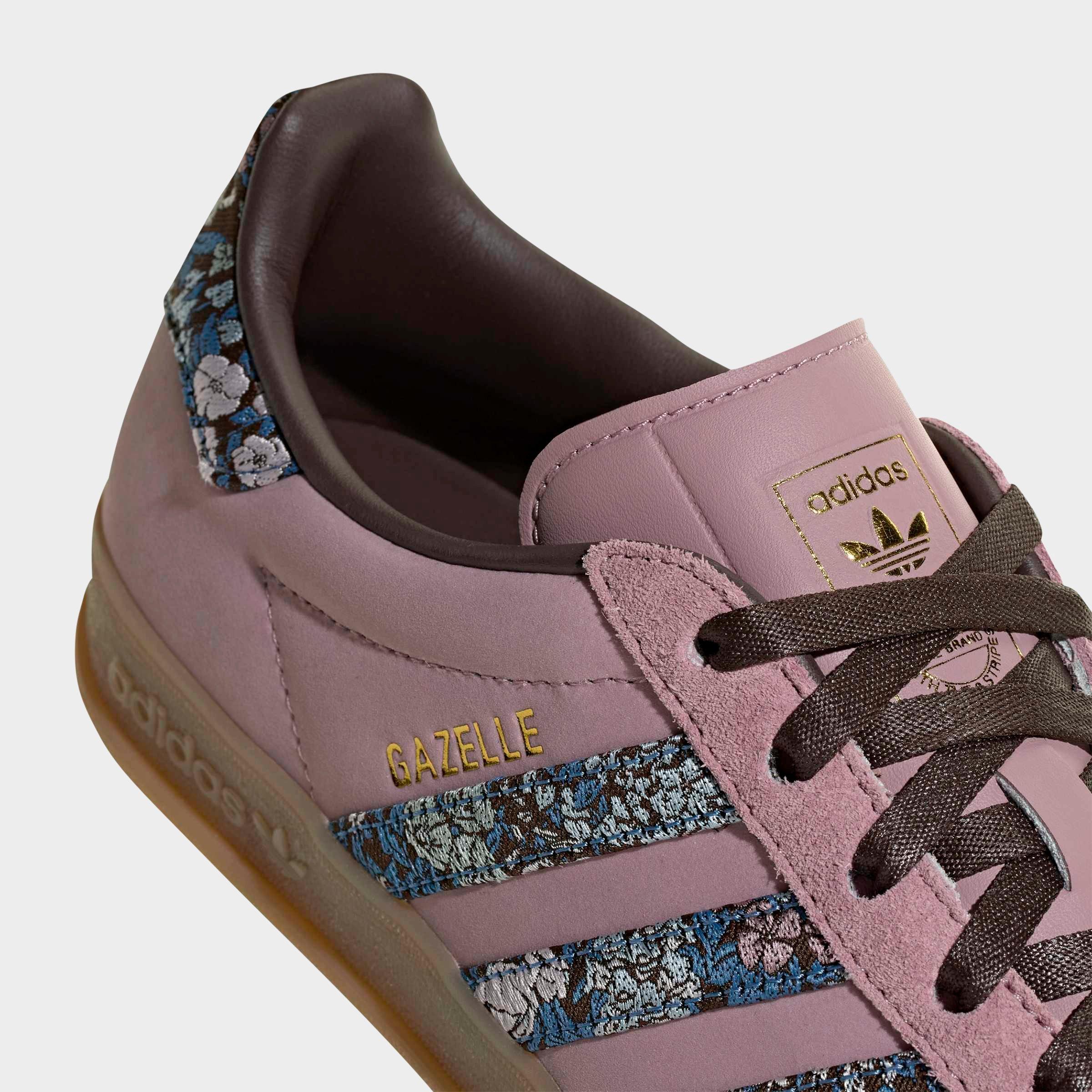 Women's adidas Originals Gazelle Indoor Casual Shoes - Magic Mauve/Aurora Coffee/Gum - Detail shot