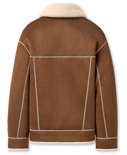 UGG Women's Frankie Collared Neck Reversible Trucker Jacket - Dark Chestnut / Cream