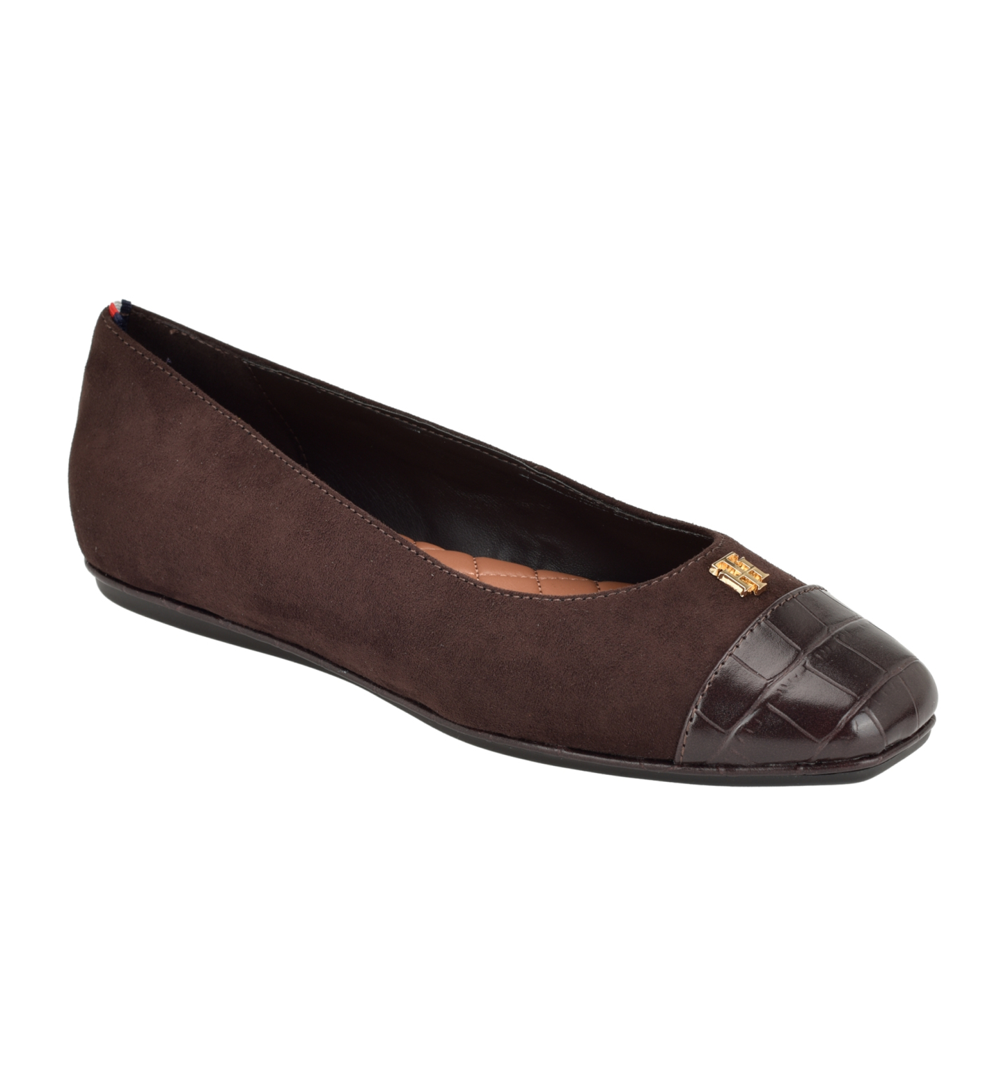 Tommy Hilfiger Women's Bekim Cap Toe Ballet Flats - Dark Brown Croco