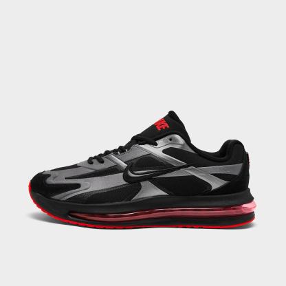 Men's Nithtke Air Max Metro Casual Shoes - Black/Metallic Dark Grey/Bright Crimson/Black - Left shoe facing left. Outside of the shoe.