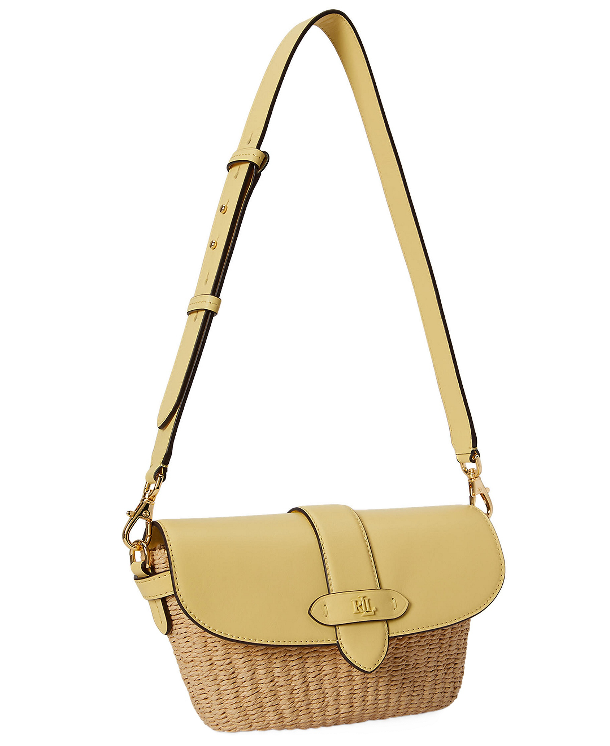 Lauren Ralph Lauren Lynden Small Straw-Leather Shoulder Bag - Yellow