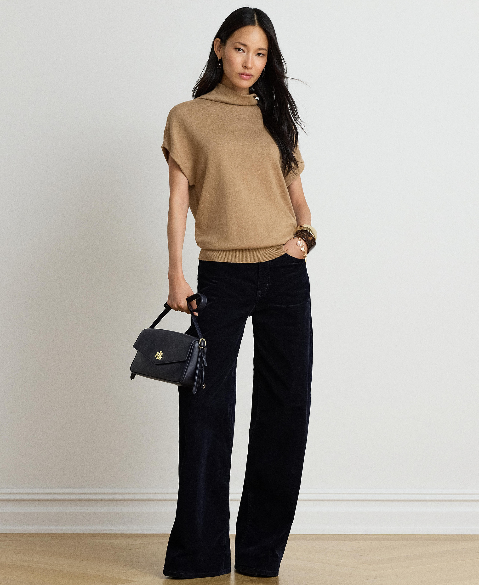 Lauren Ralph Lauren Women's Mock-Neck Cap-Sleeve Sweater - Lauren Camel