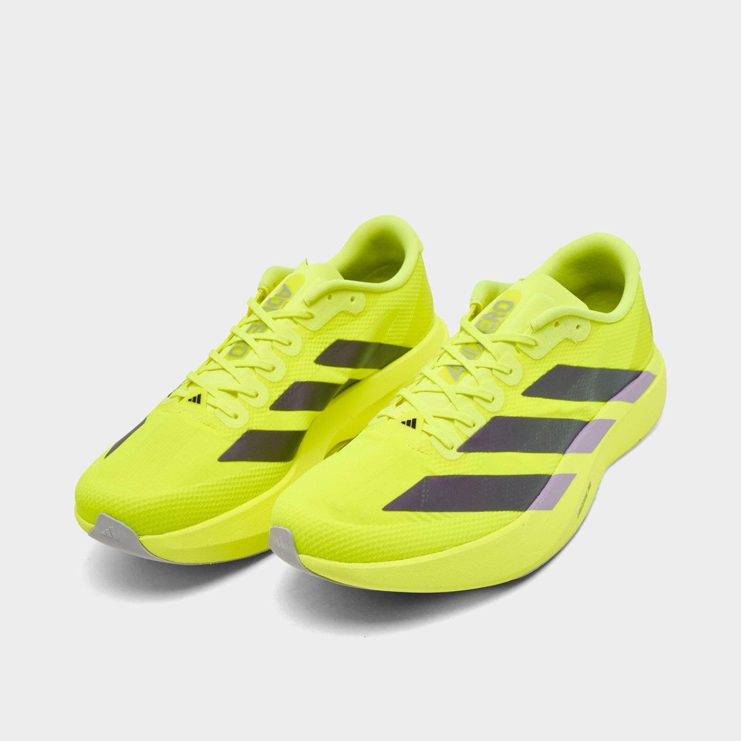 Men's adidas Adizero EVO SL Running Shoes - Part 1 - Solar Yellow/Aurora Plum/Powder Plum - Both shoes facing left
