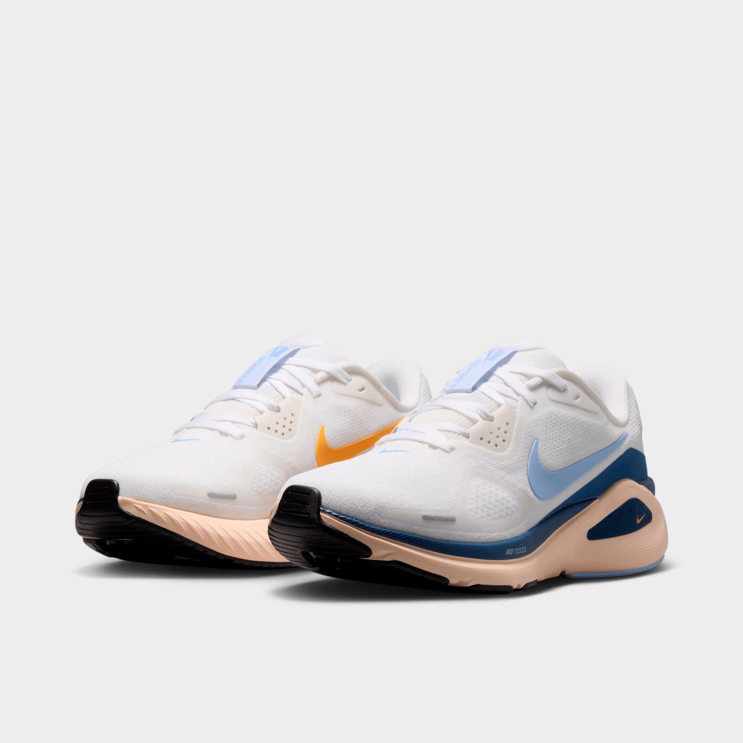 Women's Nithtke Structure 26 Running Shoes - White/Mystic Navy/Sundial/Aluminum - Both shoes facing left