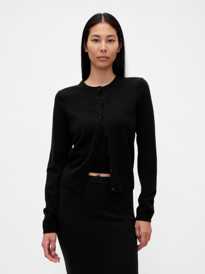 CashSoft Crop Cardigan - Black