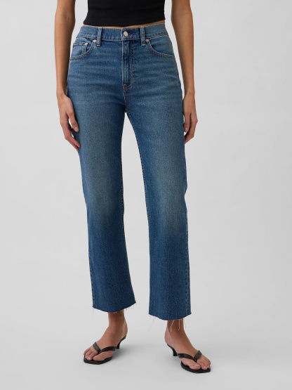 High Rise ’90s Slim Straight Crop Jeans - Tinted medium