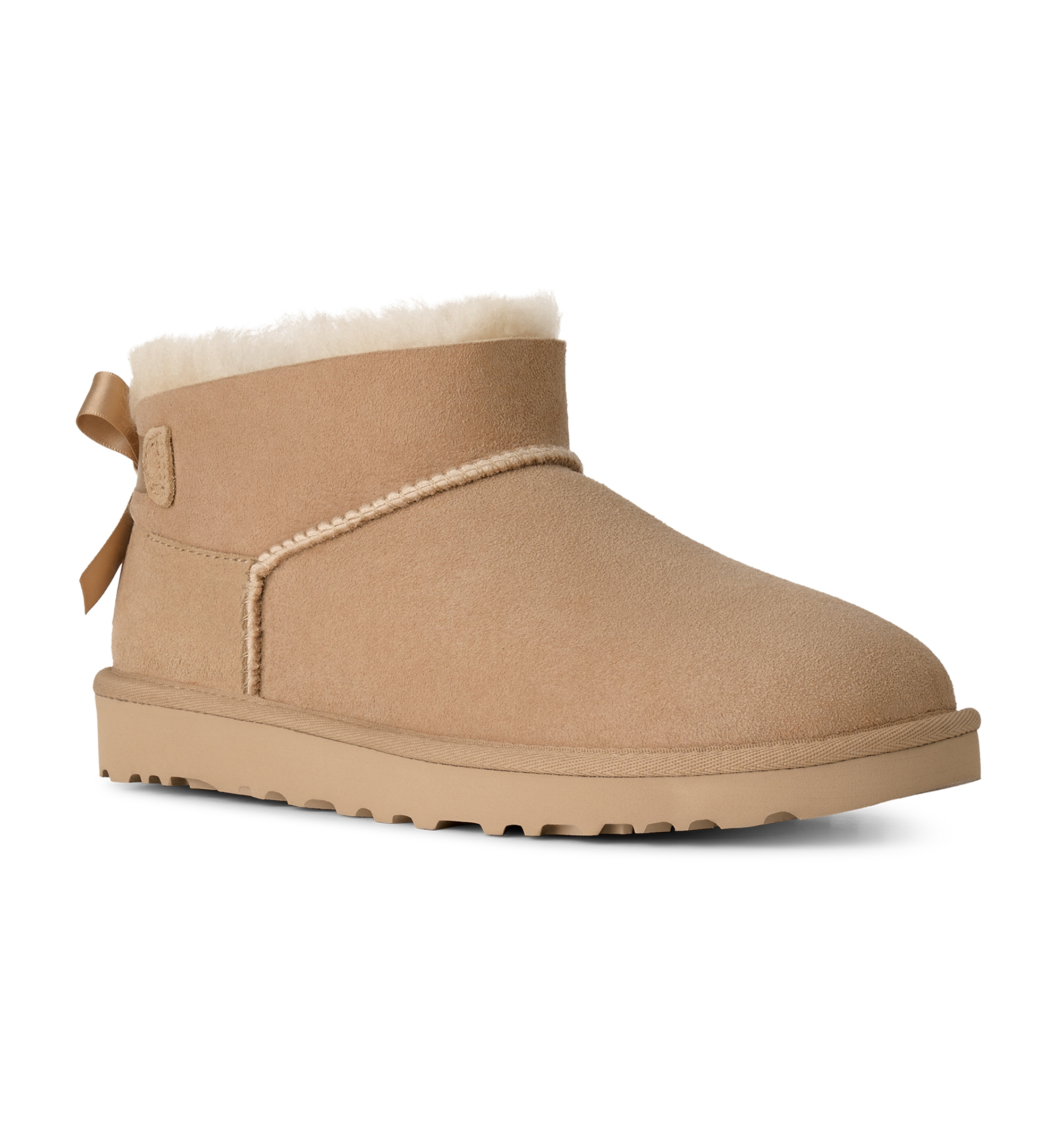 UGG® Women's Ultra Mini Bailey Bow Round Toe Booties - Sand