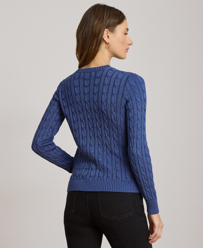 Lauren Ralph Lauren Women's Crewneck Buttoned Placket Cardigan Sweater - Inky Blue